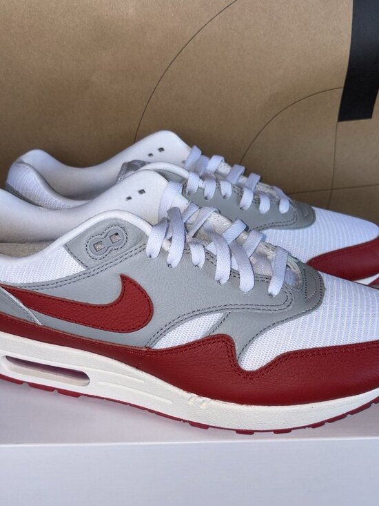 NEW Nike By You Air Max 1 Red White Sail HQ3714 900 Men\'s Size 11